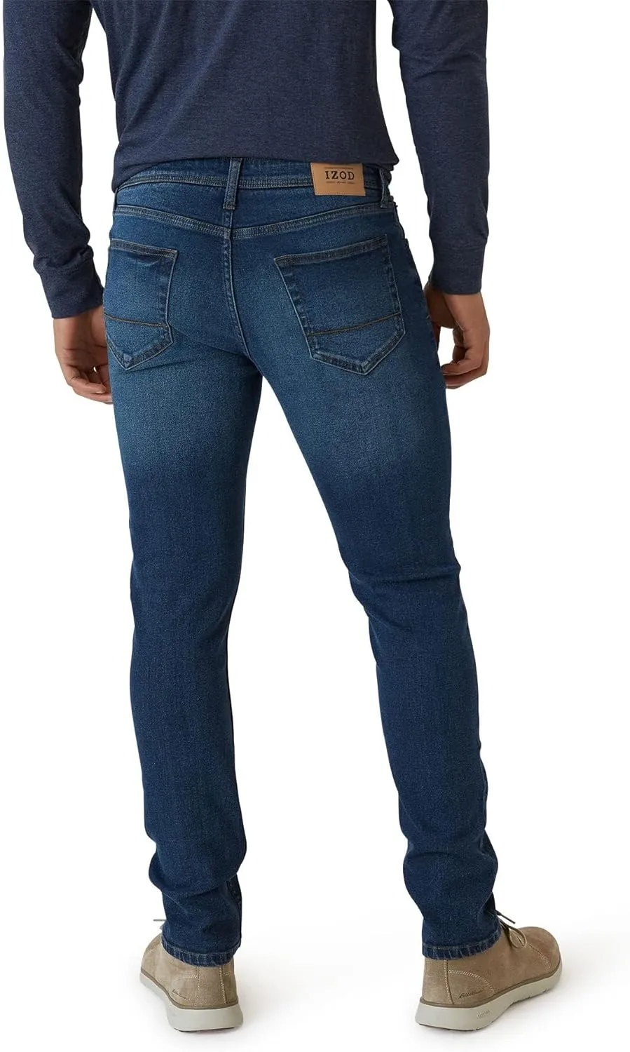 IZOD Men's Slim Fit Jeans - Breathable Cotton Non-Restrictive Comfort Durable Stretch Jeans - Stylish Denim Jeans for Men
