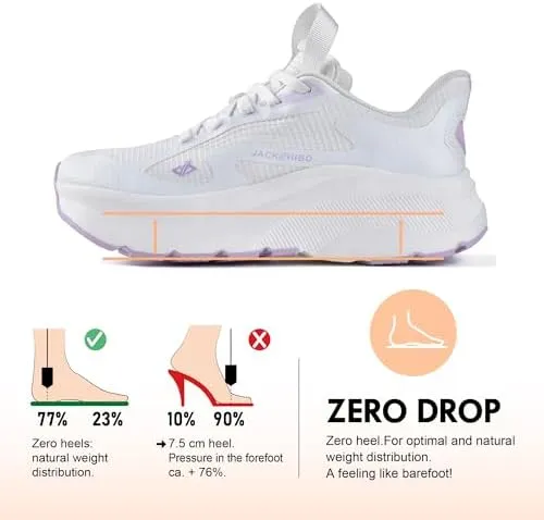 JACKSHIBO Women's Wide Toe Box Road Running Shoes Slip in Hands Free Arch Support Tennis Shoes Orthopedic Cushion Walking Sneakers with Metatarsal Pad