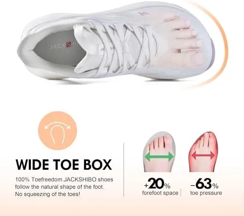JACKSHIBO Women's Wide Toe Box Road Running Shoes Slip in Hands Free Arch Support Tennis Shoes Orthopedic Cushion Walking Sneakers with Metatarsal Pad