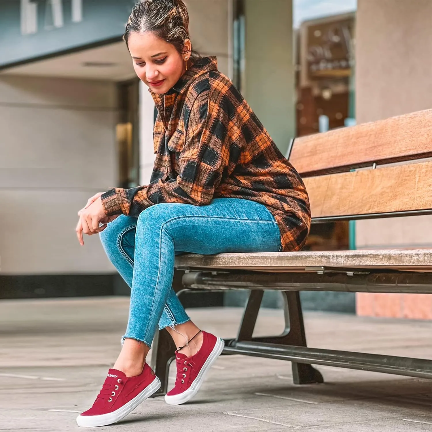 JENN ARDOR Slip On Canvas Shoes for Women Low Top Fashion Sneakers Comfortable Walking Flats