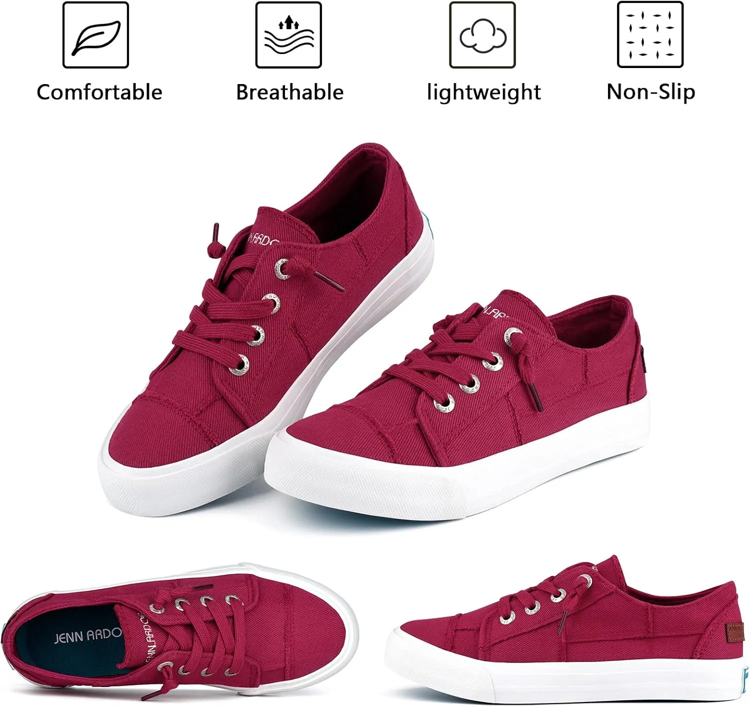 JENN ARDOR Slip On Canvas Shoes for Women Low Top Fashion Sneakers Comfortable Walking Flats