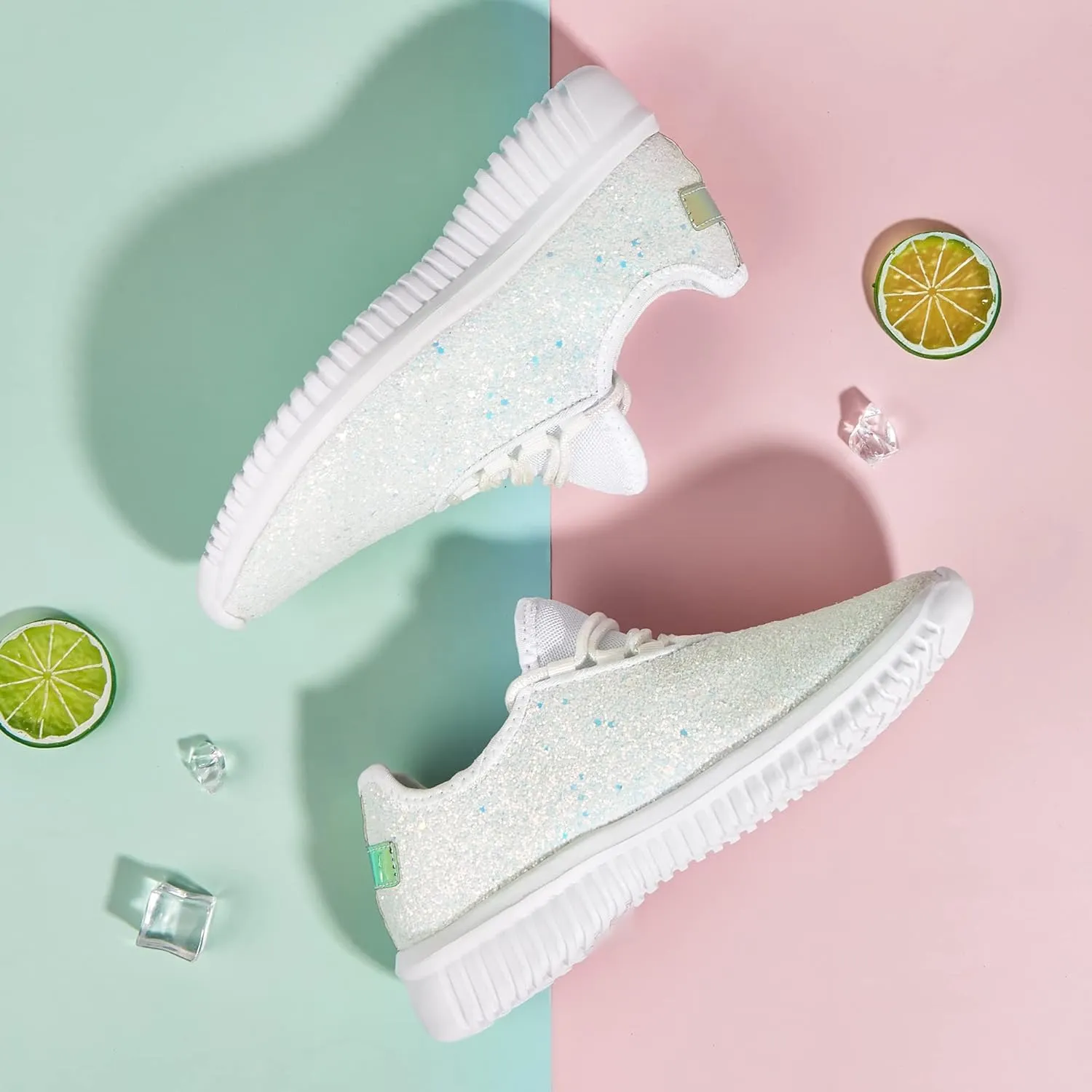 K KIP WOK Fashion Glitter Sneakers for Womens Silp On Running Shoes Lightweigt Tennis Walking Sneakers