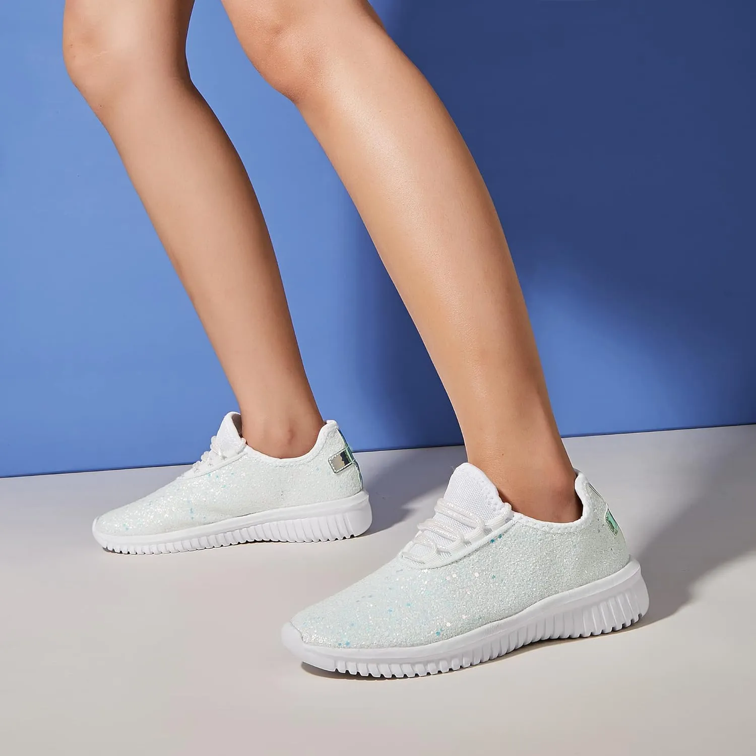 K KIP WOK Fashion Glitter Sneakers for Womens Silp On Running Shoes Lightweigt Tennis Walking Sneakers