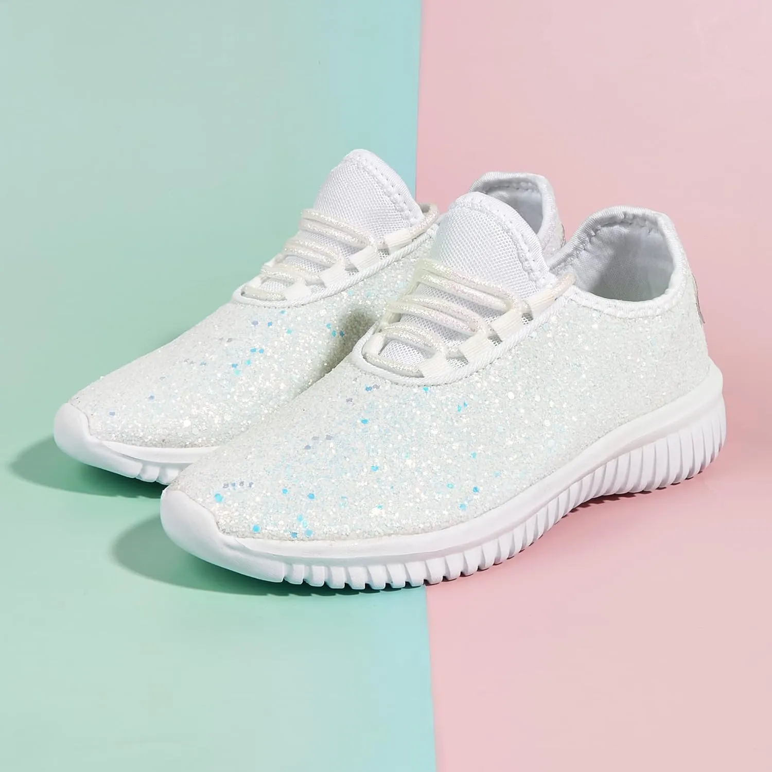 K KIP WOK Fashion Glitter Sneakers for Womens Silp On Running Shoes Lightweigt Tennis Walking Sneakers