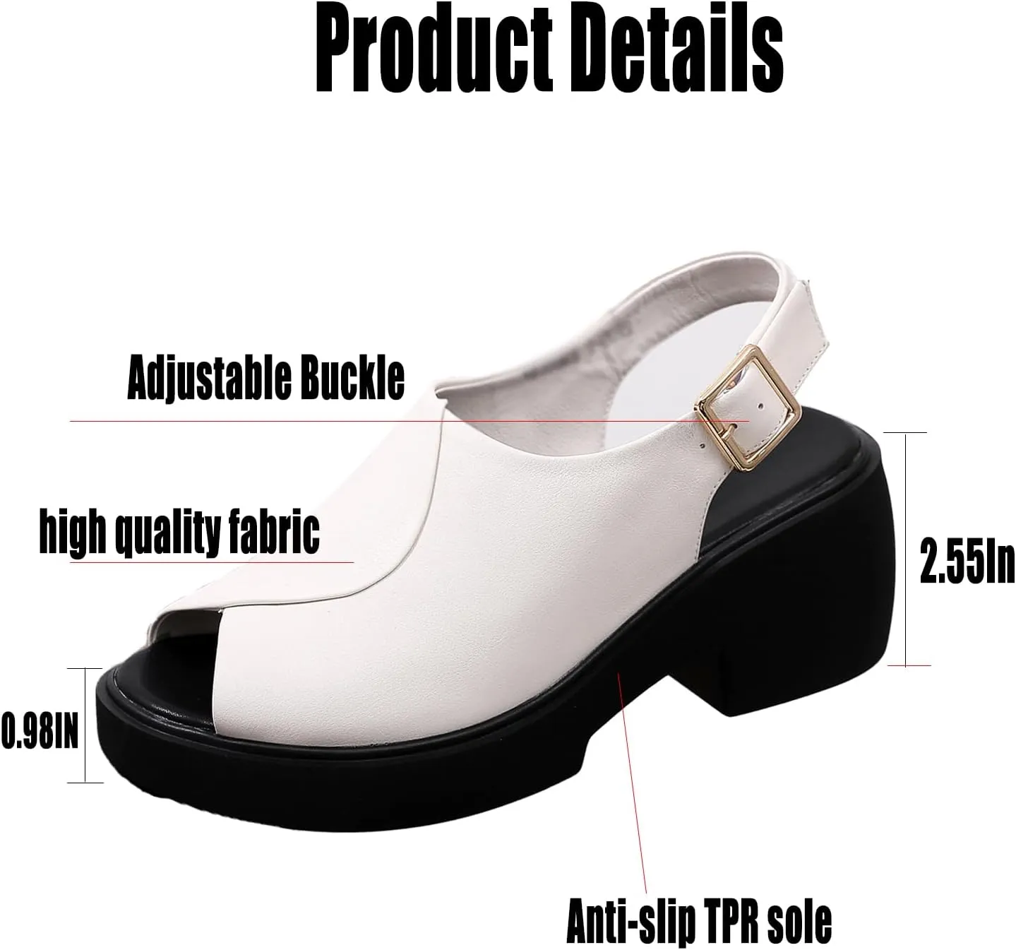 KCTRFSJ Women's Leather Fish Mouth Chunky Wedge Sandals with Adjustable Ankle Strap,Open Toe Middle Block Heel Comfortable Gladiator Dress Platform Sandal