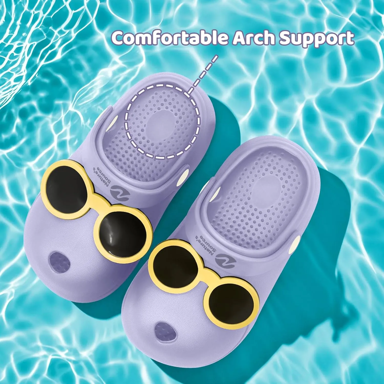 Kid's Girls Boys Clogs Slip on Garden Water Shoes Classic Slides Sandals with Arch Support Incredibly Light and Easy to Wear Stylish Cartoon Shower Beach Pool Slippers for Children
