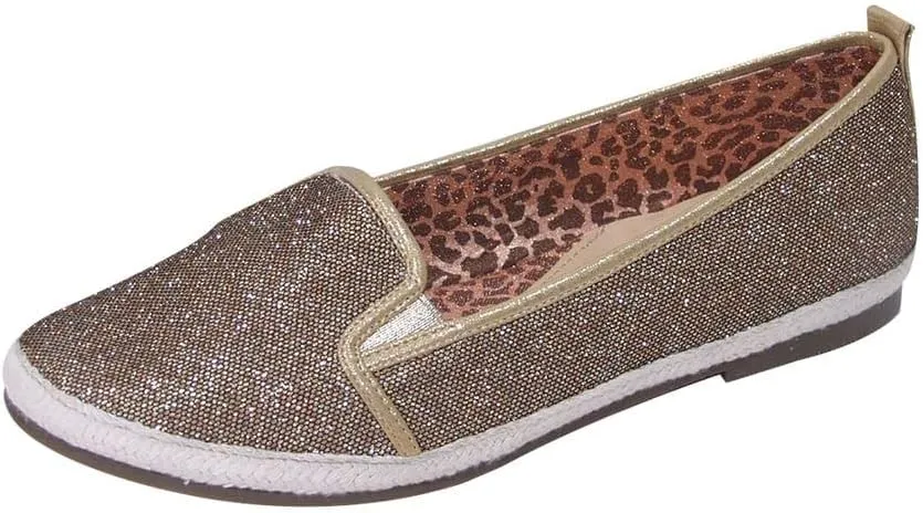 Lacy Women Wide Width Casual Slip-On Metallic Loafer Flats