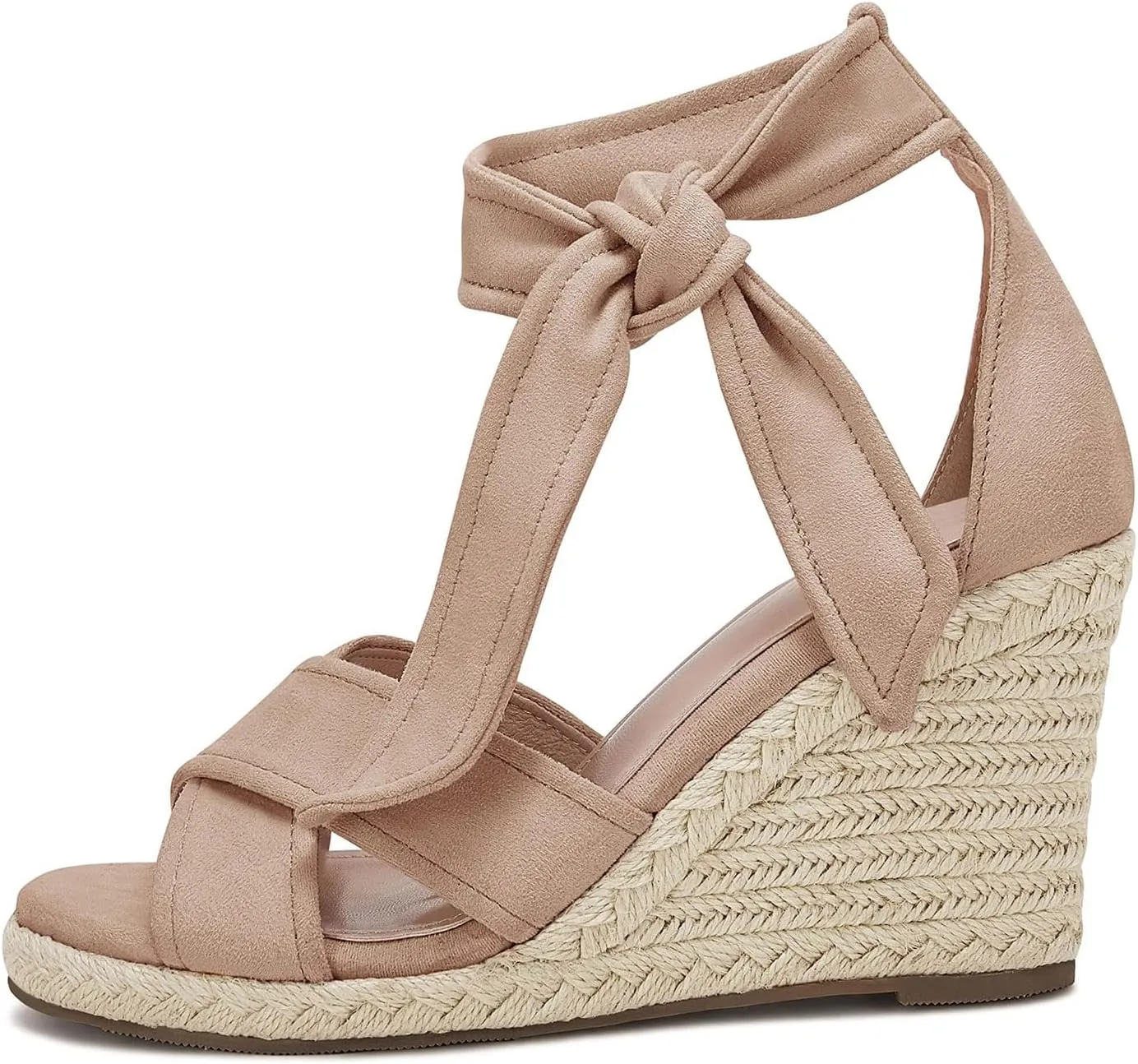 LAICIGO Women's Lace Up Espadrille Wedge Sandals Open Toe Platform Ankle Strap Summer Dress Shoes