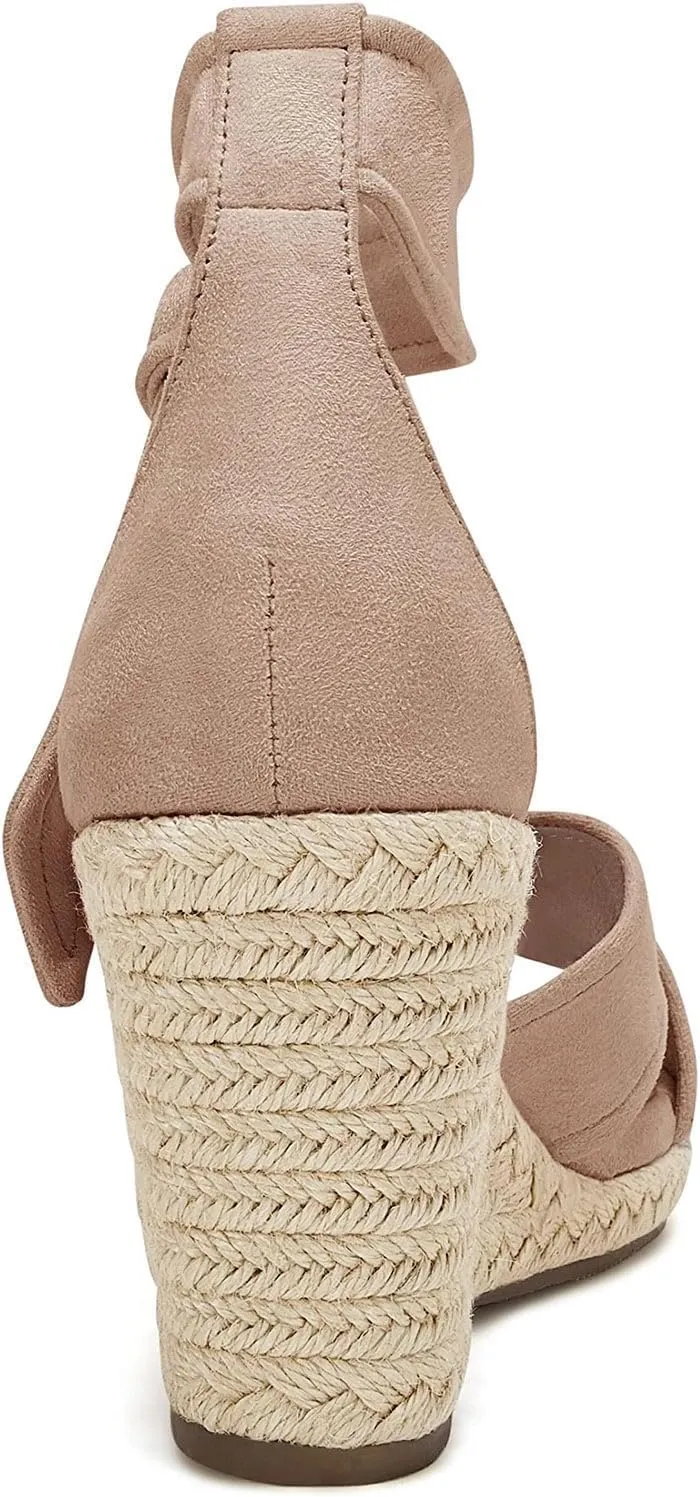 LAICIGO Women's Lace Up Espadrille Wedge Sandals Open Toe Platform Ankle Strap Summer Dress Shoes
