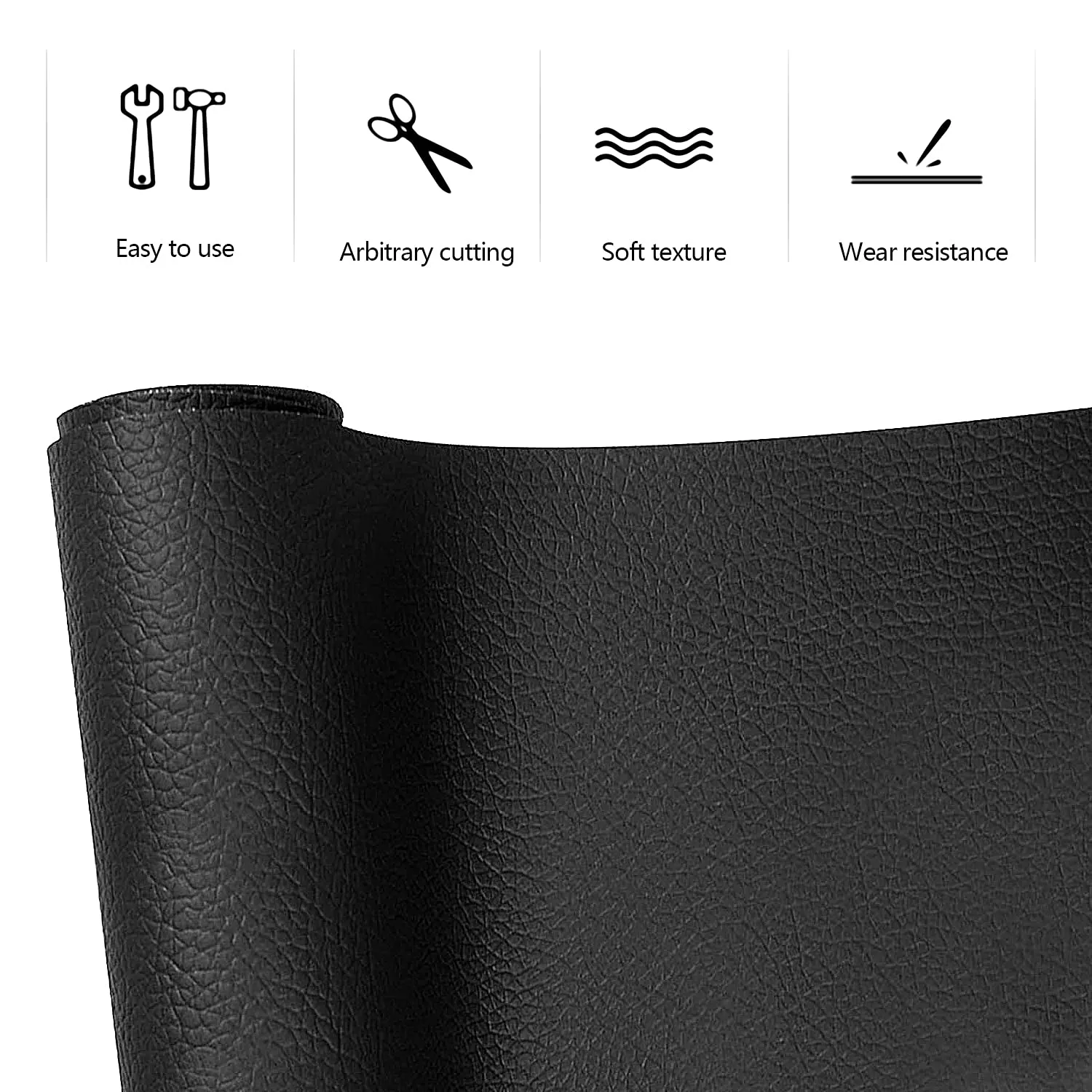 Leather Repair Kit for Furniture 15.7" X 118", Self Adhesive Leather Repair Patch for Sofas, Couches, Handbags, Jackets, Car Seats (Black)