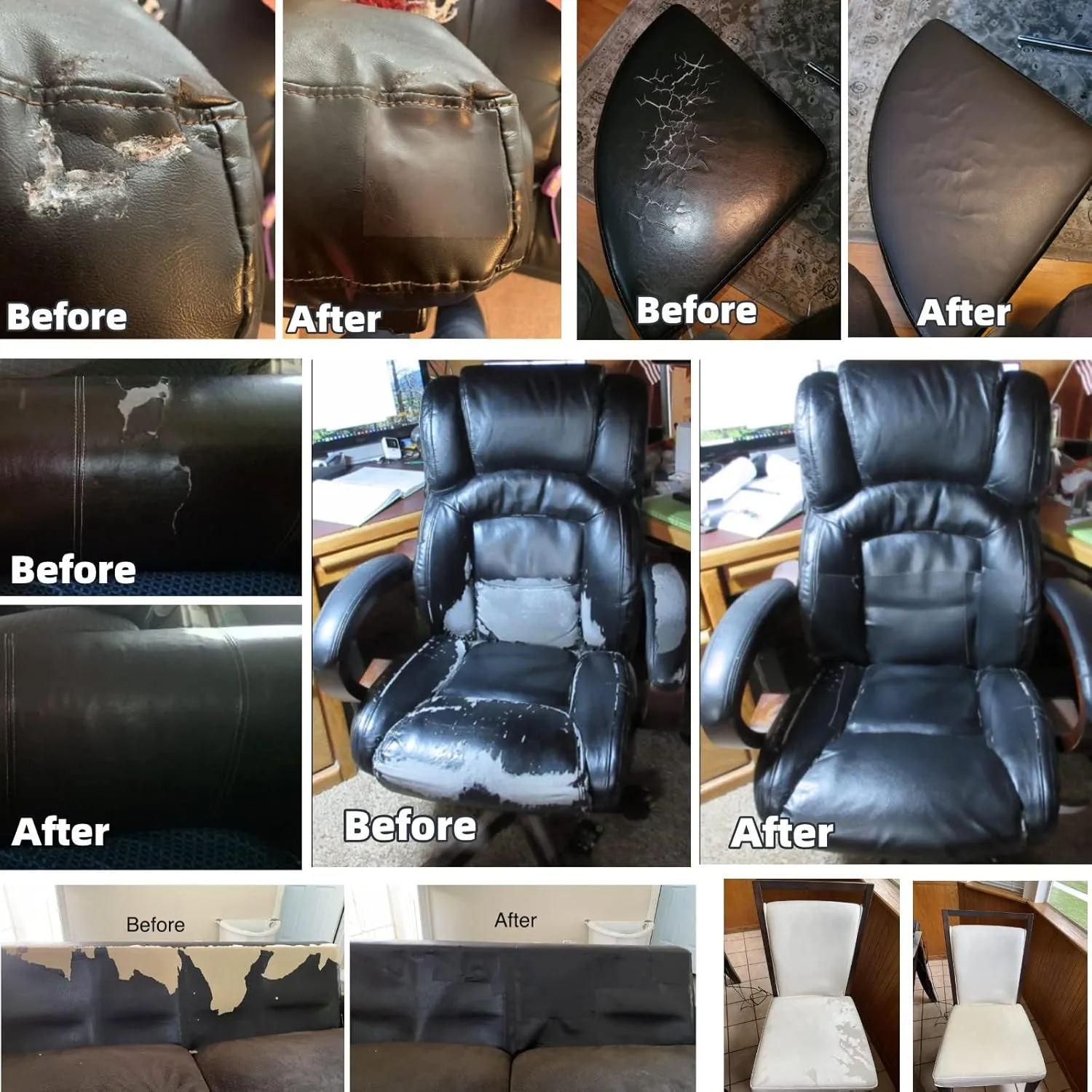 Leather Repair Kit for Furniture 15.7" X 118", Self Adhesive Leather Repair Patch for Sofas, Couches, Handbags, Jackets, Car Seats (Black)
