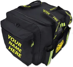 Lightning X Customizable Padded XL Step-In Turnout Gear Bag w/Shoulder Strap, Operations Pockets   Embroidered Name - BLACK