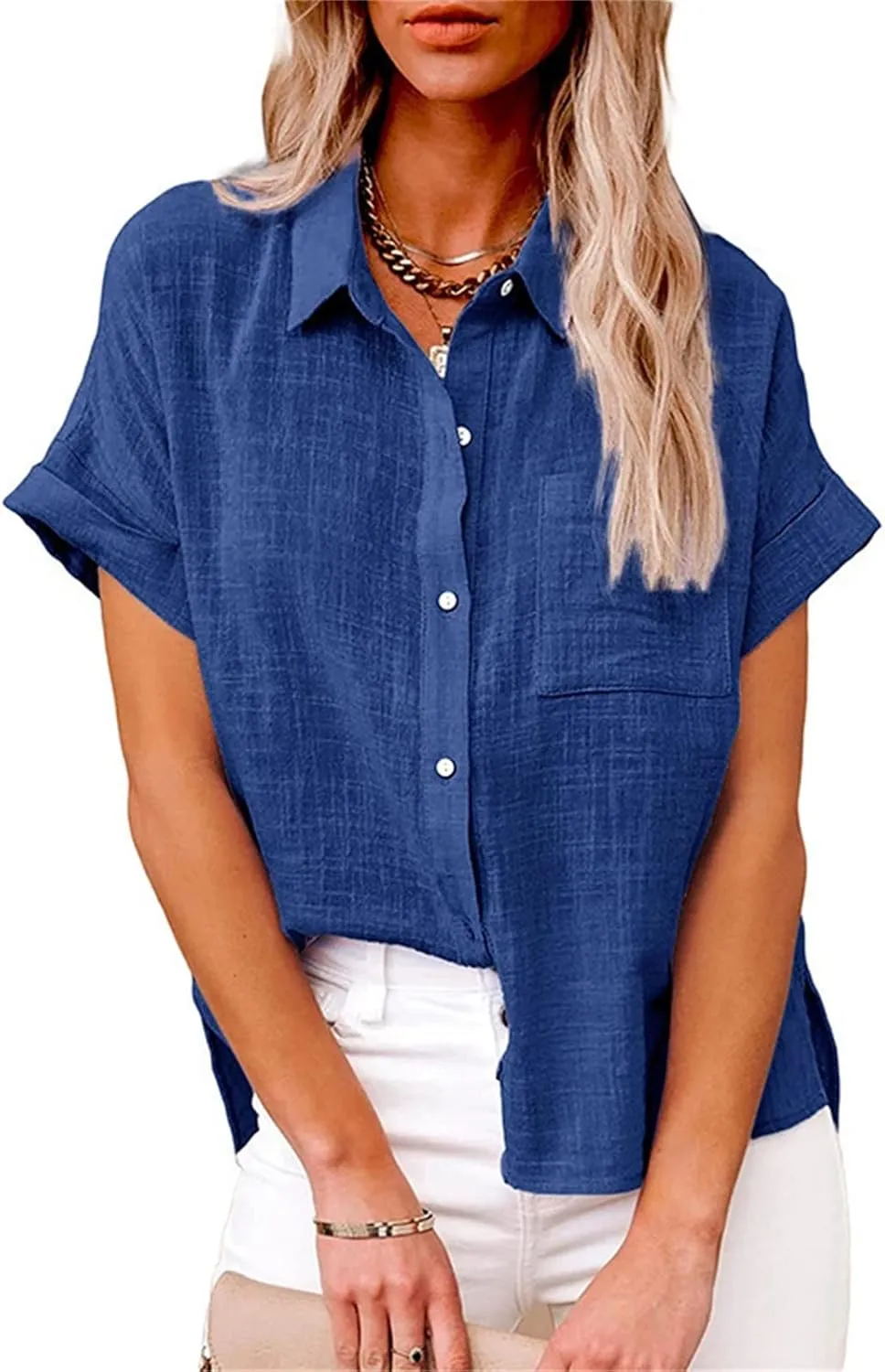 Linen Tops for Women 2025 Summer High Low Cotton Linen Shirt Button Down Embroidered Blouse Long Sleeve Tunic Tops