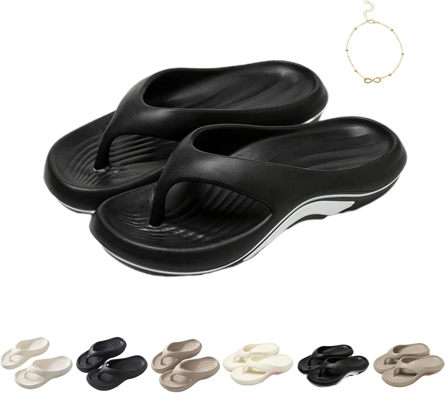 LOSD Pillow Arch Support Flip Flops for Women Men, 2025 Non Slip Soft Comfortable Walking Platform Sandals Beach Shoes