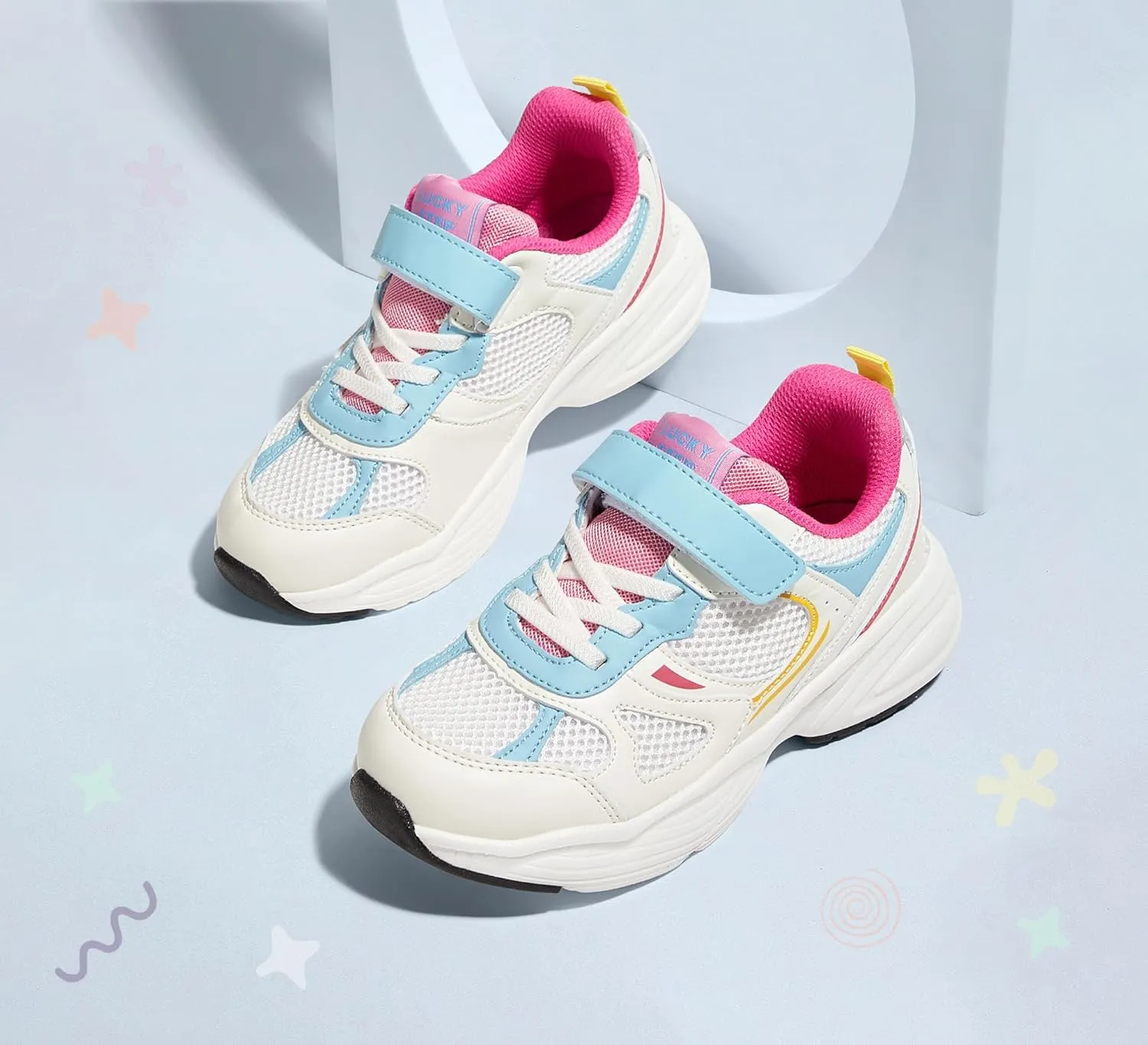 LUCKY STEP Kids Tennis Running Shoes for Children Athletic Sports Gym Lightweight Casual Walking Wide Shoes Toddler School Sneakers