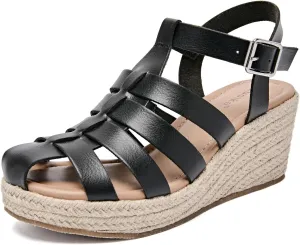 Luoika Women's Wide Width Wedge Sandals, Ankle Strap Open Toe Platform Espadrille Wedge Pump Heel Women's Sandals Concise Casual Summer Shoes.