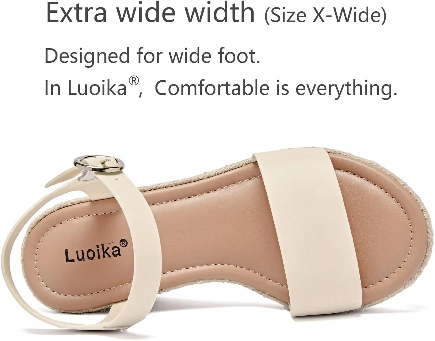 Luoika Women's Wide Width Wedge Sandals, Ankle Strap Open Toe Platform Espadrille Wedge Pump Heel Women's Sandals Concise Casual Summer Shoes.