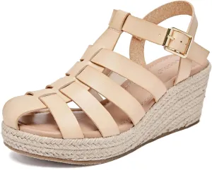 Luoika Women's Wide Width Wedge Sandals, Ankle Strap Open Toe Platform Espadrille Wedge Pump Heel Women's Sandals Concise Casual Summer Shoes.