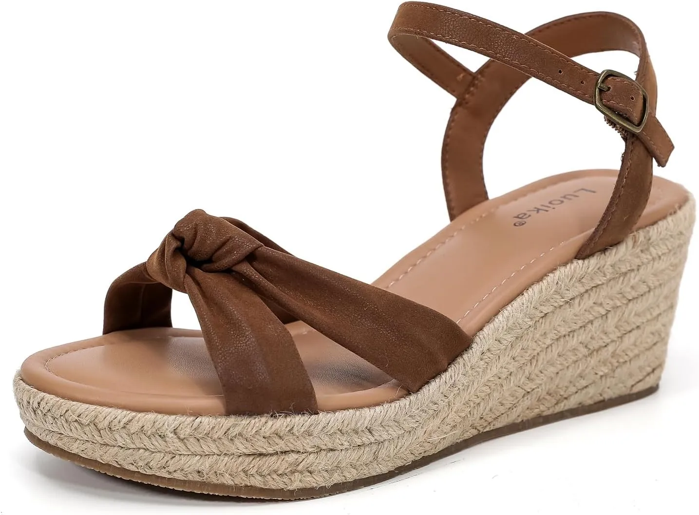 Luoika Women's Wide Width Wedge Sandals, Ankle Strap Open Toe Platform Espadrille Wedge Pump Heel Women's Sandals Concise Casual Summer Shoes.