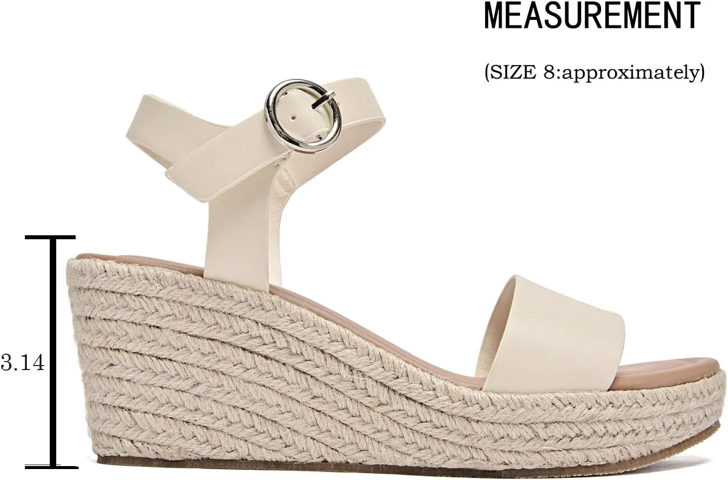 Luoika Women's Wide Width Wedge Sandals, Ankle Strap Open Toe Platform Espadrille Wedge Pump Heel Women's Sandals Concise Casual Summer Shoes.