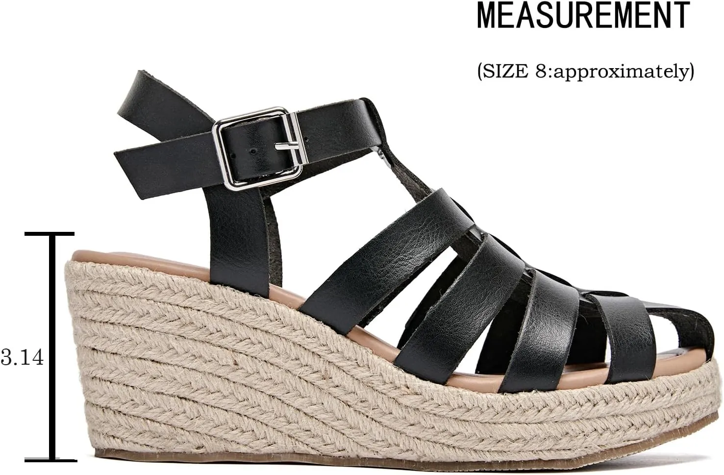 Luoika Women's Wide Width Wedge Sandals, Ankle Strap Open Toe Platform Espadrille Wedge Pump Heel Women's Sandals Concise Casual Summer Shoes.
