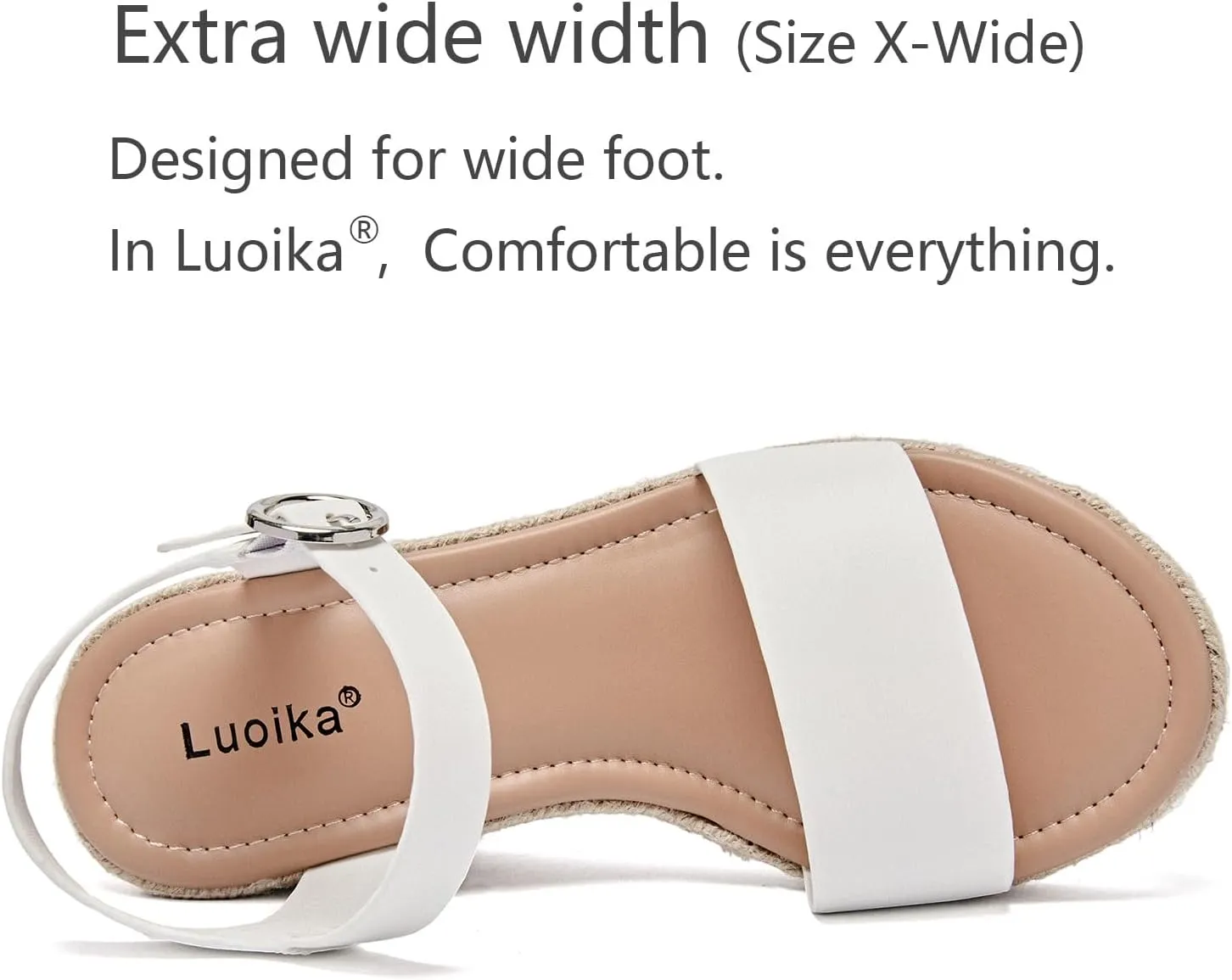Luoika Women's Wide Width Wedge Sandals, Ankle Strap Open Toe Platform Espadrille Wedge Pump Heel Women's Sandals Concise Casual Summer Shoes.