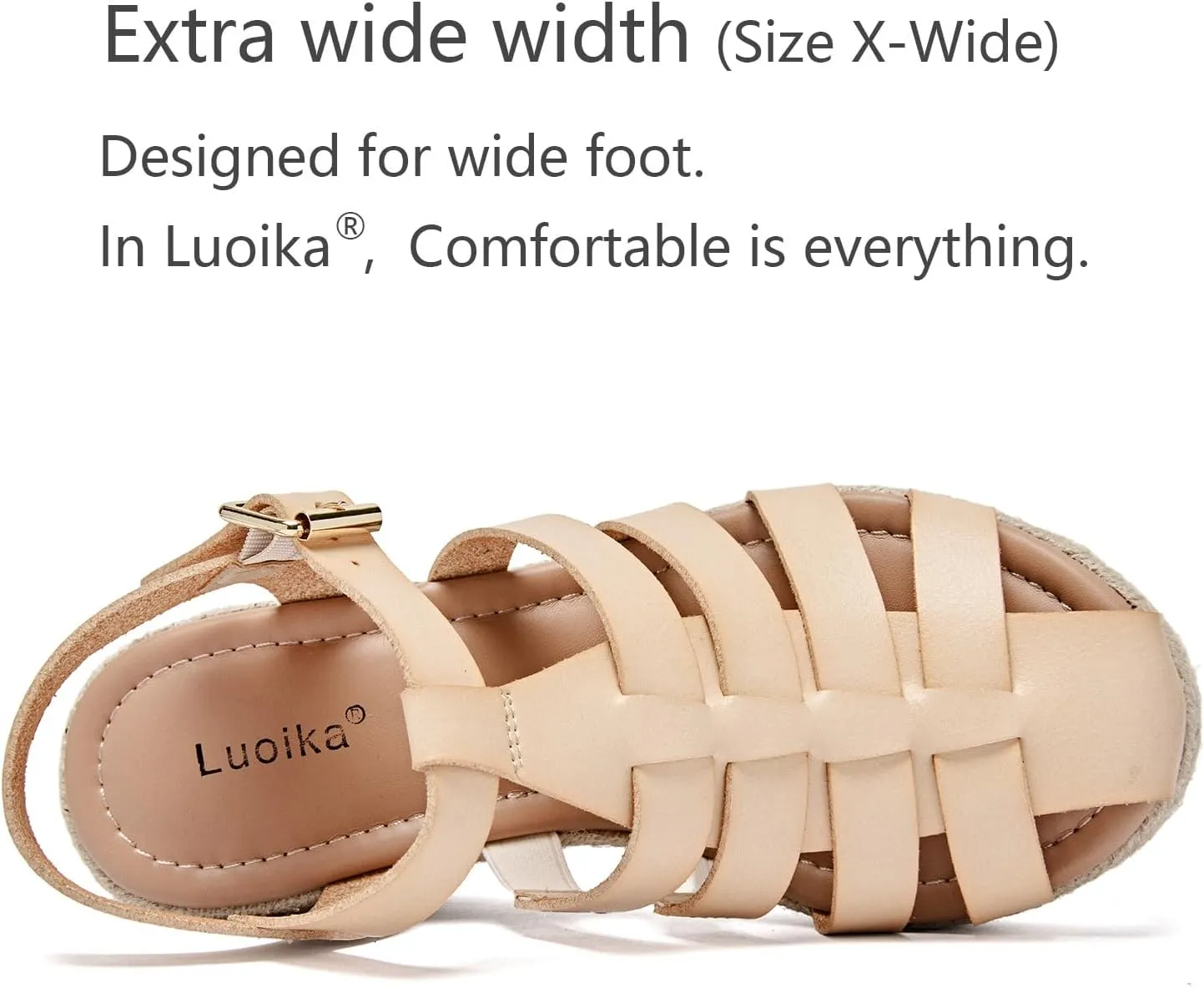 Luoika Women's Wide Width Wedge Sandals, Ankle Strap Open Toe Platform Espadrille Wedge Pump Heel Women's Sandals Concise Casual Summer Shoes.