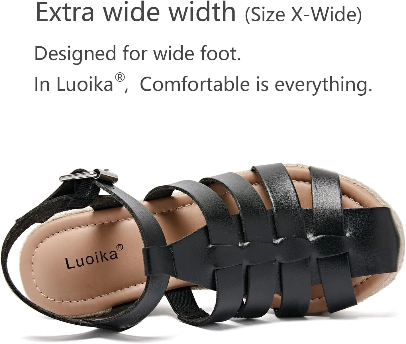 Luoika Women's Wide Width Wedge Sandals, Ankle Strap Open Toe Platform Espadrille Wedge Pump Heel Women's Sandals Concise Casual Summer Shoes.