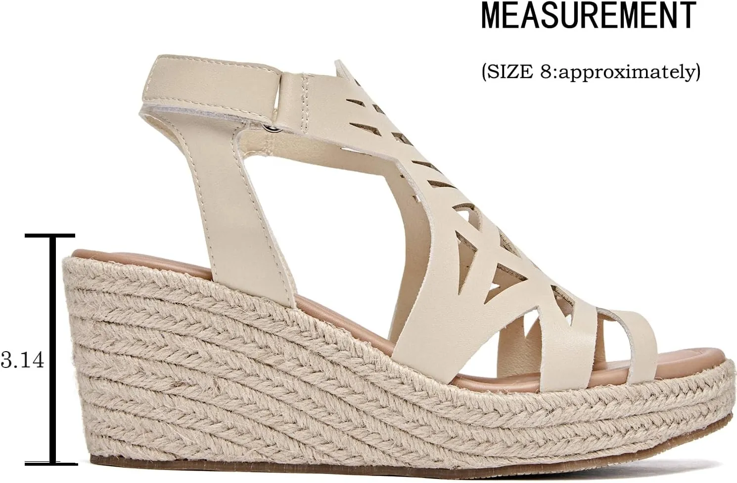 Luoika Women's Wide Width Wedge Sandals, Espadrille Wedge Pump Heel Platform Ankle Strap Open Toe Women's Sandal Concise Casual Summer Shoes.