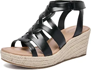 Luoika Women's Wide Width Wedge Sandals, Espadrille Wedge Pump Heel Platform Ankle Strap Open Toe Women's Sandal Concise Casual Summer Shoes.