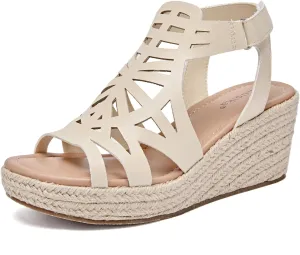 Luoika Women's Wide Width Wedge Sandals, Espadrille Wedge Pump Heel Platform Ankle Strap Open Toe Women's Sandal Concise Casual Summer Shoes.