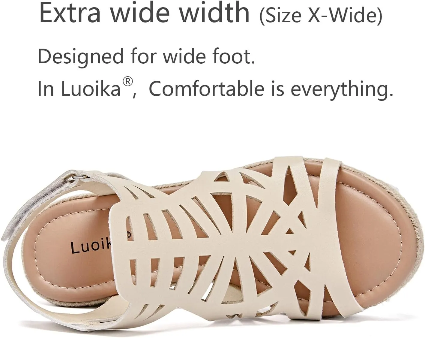 Luoika Women's Wide Width Wedge Sandals, Espadrille Wedge Pump Heel Platform Ankle Strap Open Toe Women's Sandal Concise Casual Summer Shoes.