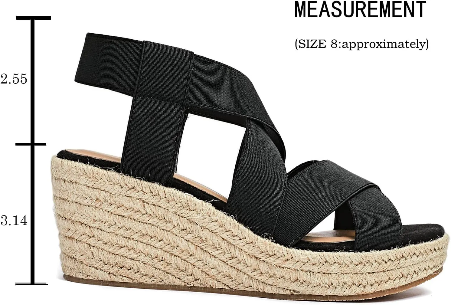 Luoika Women's Wide Width Wedge Sandals, Platform Ankle Strap Open Toe Espadrille Wedge Pump Heel Women's Sandals Concise Casual Summer Shoes.