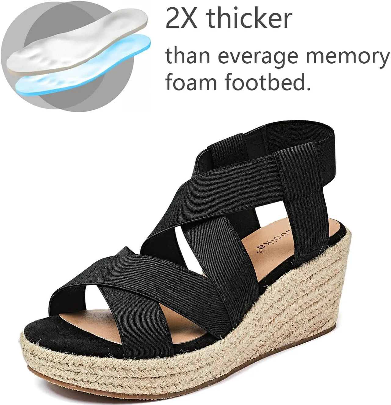 Luoika Women's Wide Width Wedge Sandals, Platform Ankle Strap Open Toe Espadrille Wedge Pump Heel Women's Sandals Concise Casual Summer Shoes.