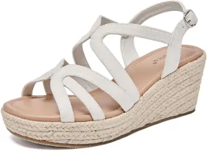 Luoika Women's Wide Width Wedge Sandals, Platform Ankle Strap Open Toe Espadrille Wedge Pump Heel Women's Sandals Concise Casual Summer Shoes.