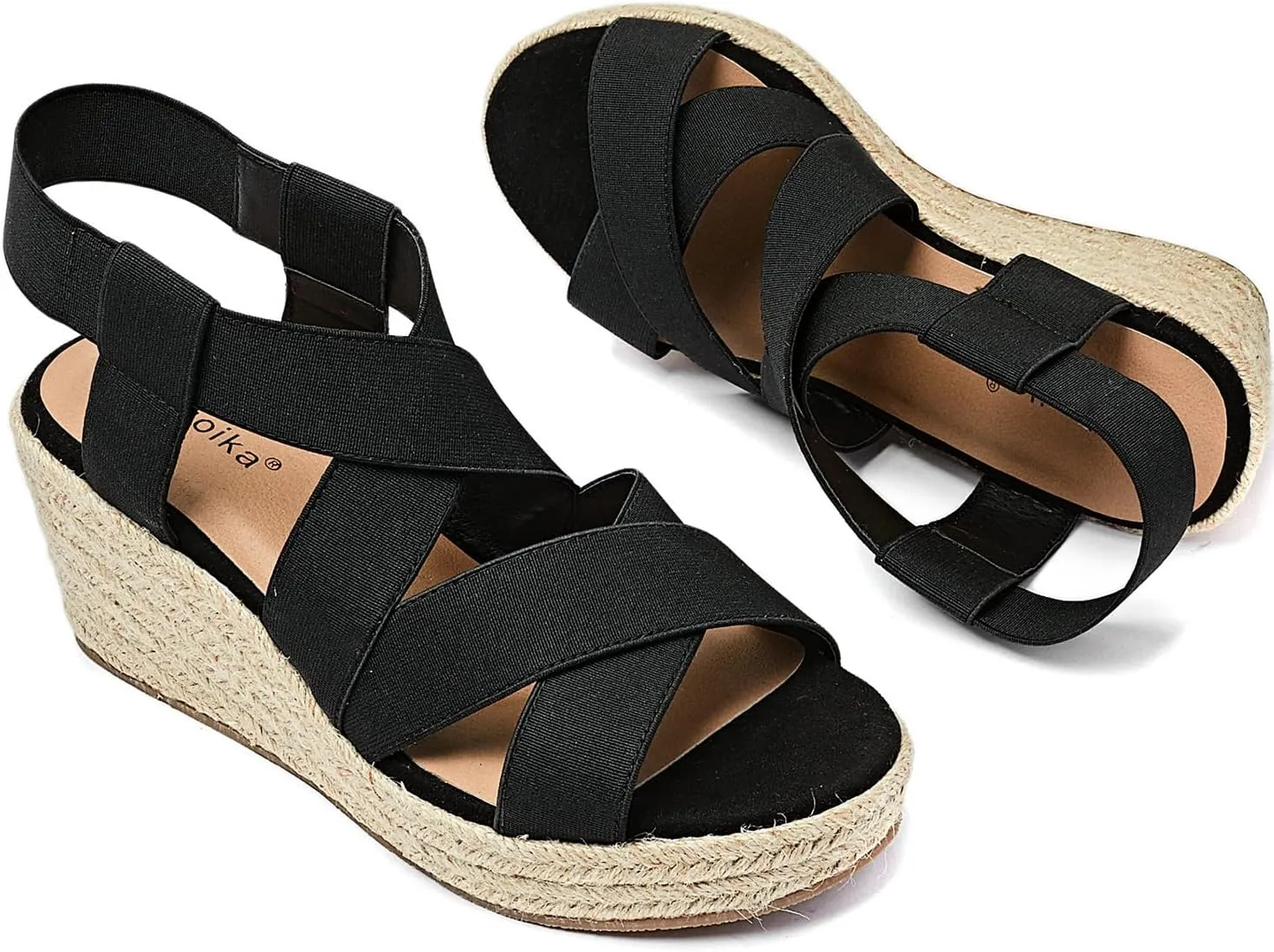 Luoika Women's Wide Width Wedge Sandals, Platform Ankle Strap Open Toe Espadrille Wedge Pump Heel Women's Sandals Concise Casual Summer Shoes.
