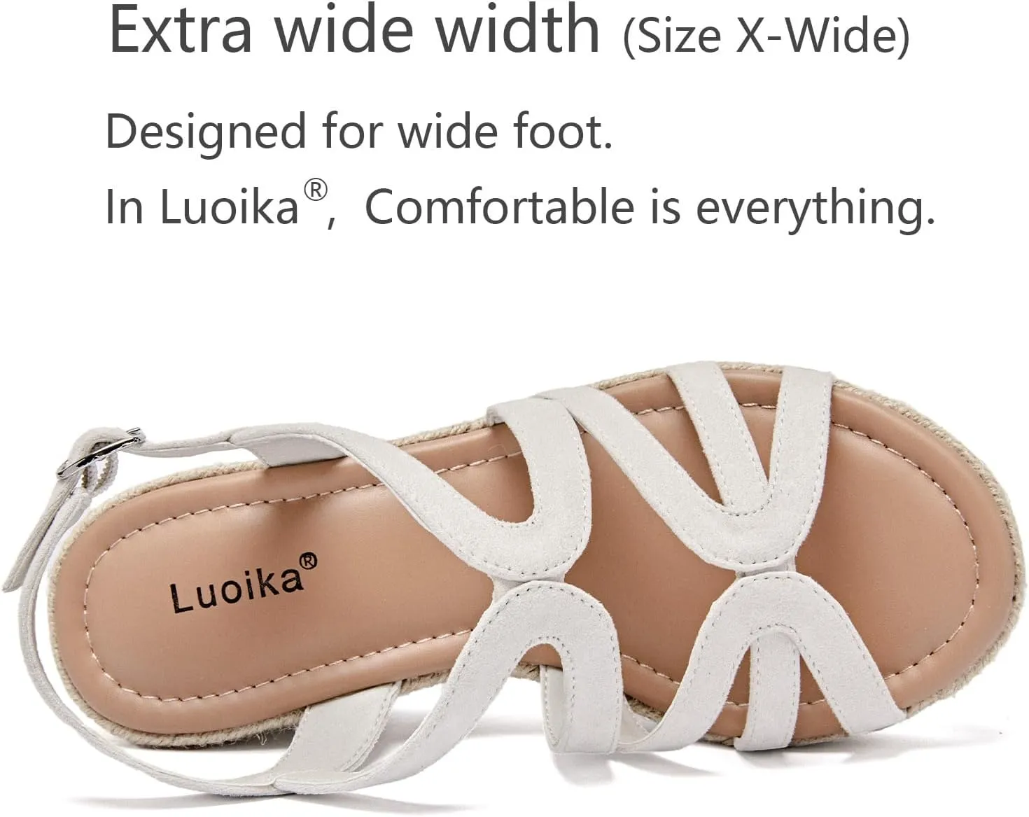Luoika Women's Wide Width Wedge Sandals, Platform Ankle Strap Open Toe Espadrille Wedge Pump Heel Women's Sandals Concise Casual Summer Shoes.