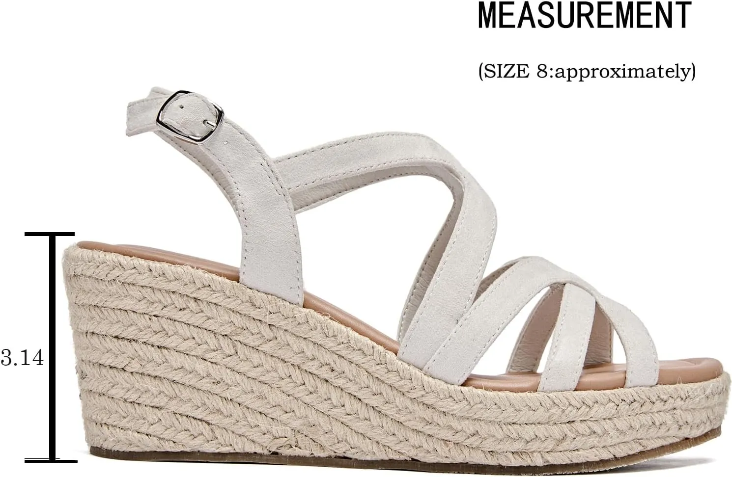 Luoika Women's Wide Width Wedge Sandals, Platform Ankle Strap Open Toe Espadrille Wedge Pump Heel Women's Sandals Concise Casual Summer Shoes.