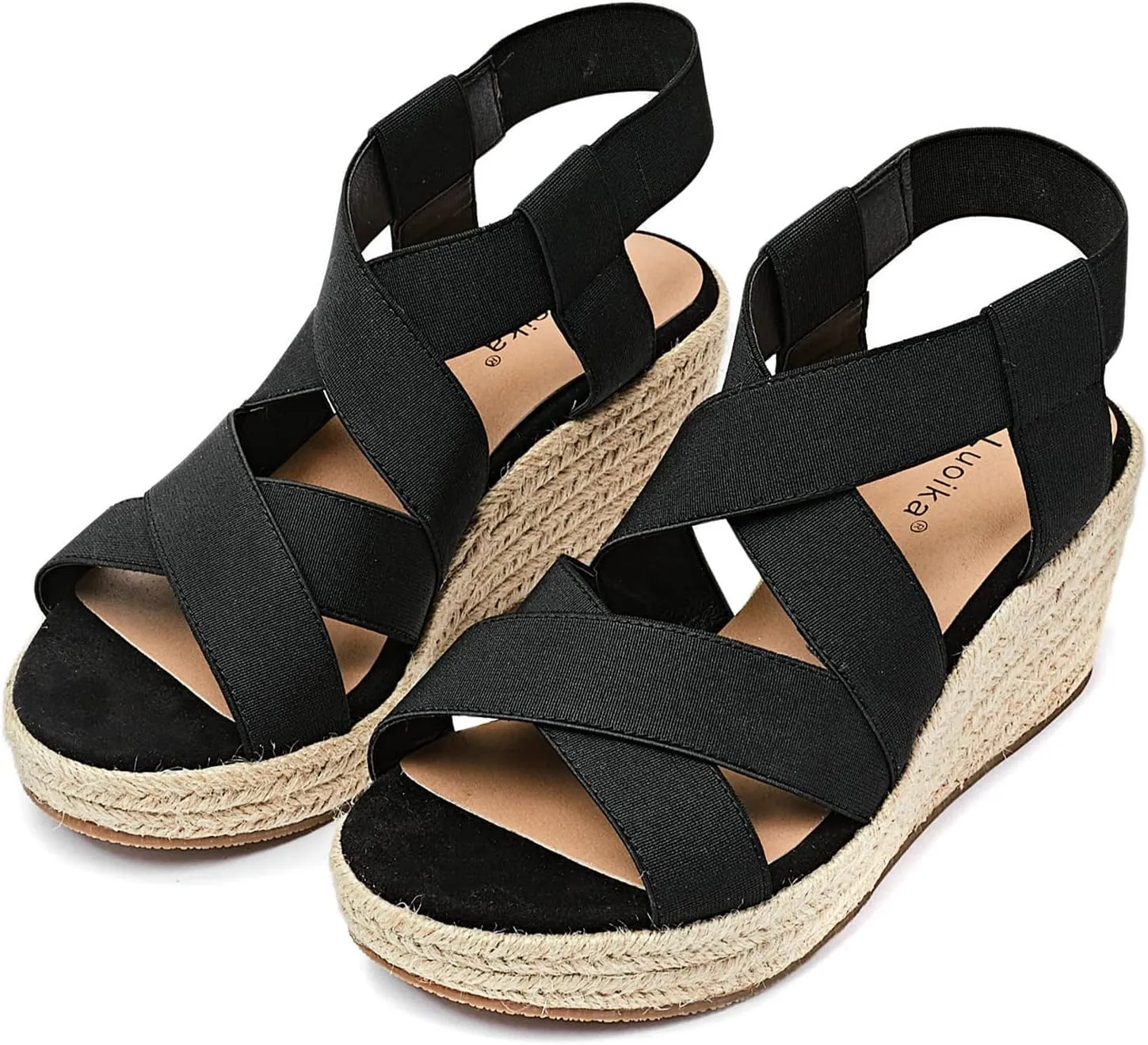 Luoika Women's Wide Width Wedge Sandals, Platform Ankle Strap Open Toe Espadrille Wedge Pump Heel Women's Sandals Concise Casual Summer Shoes.