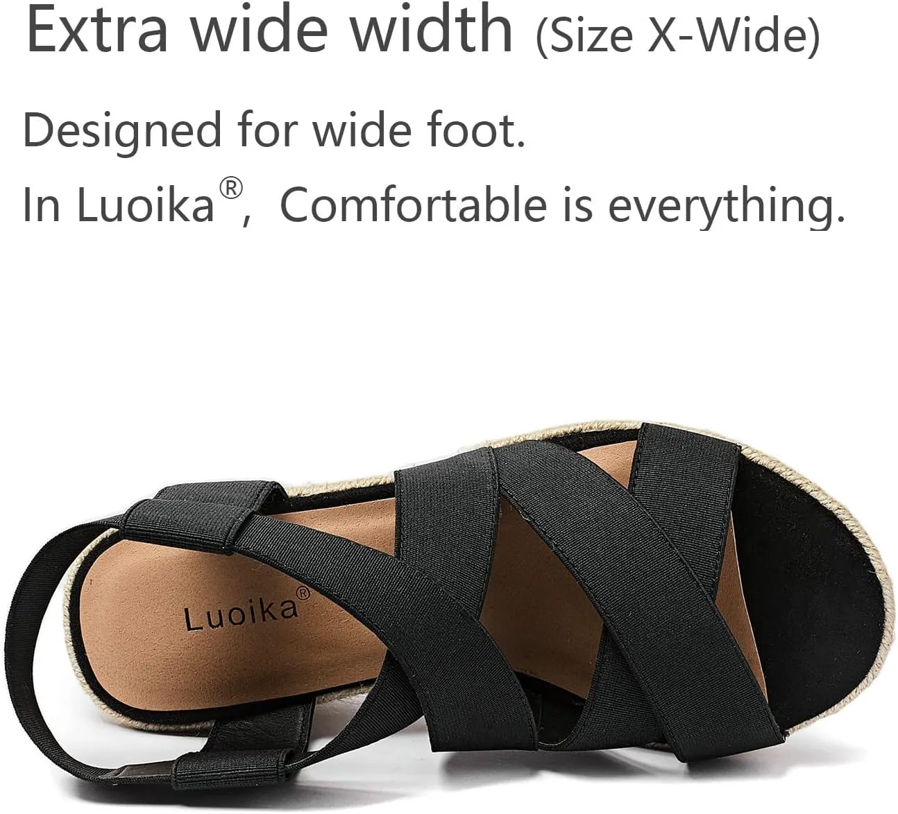 Luoika Women's Wide Width Wedge Sandals, Platform Ankle Strap Open Toe Espadrille Wedge Pump Heel Women's Sandals Concise Casual Summer Shoes.