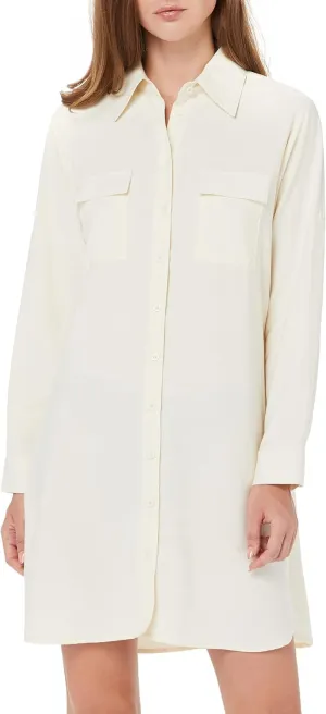 MANAIXUAN Women's Shirt Dress V Neck Long Sleeve Loose Casual with Pockets Front Button
