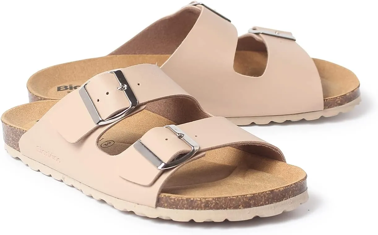 Marbella Two Strap Bio Sandals for Women - Sustainable, Eco Friendly, Vegan Leather Sandals. Recycled Upper, Comfy Insole, Cork Midsole, EVA Sole. Made in Spain