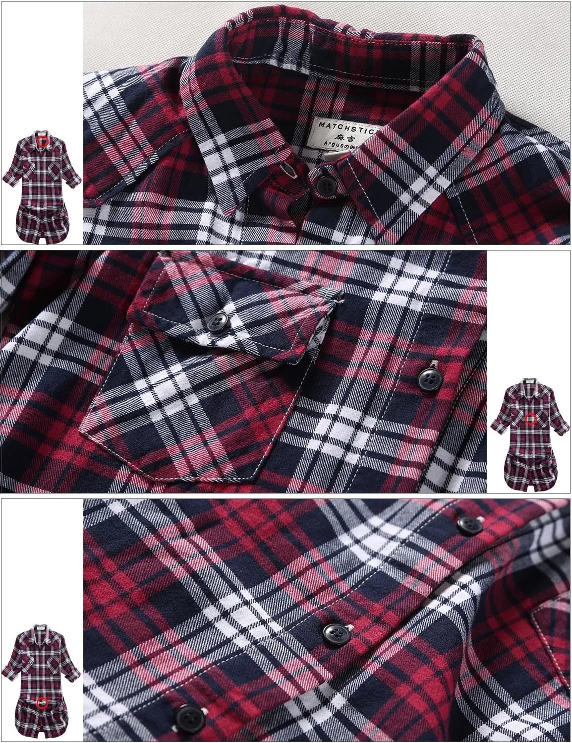 Match Womens Button Down Flannel Plaid Shirts roll up Long Sleeve Shackets Business Blouse Top