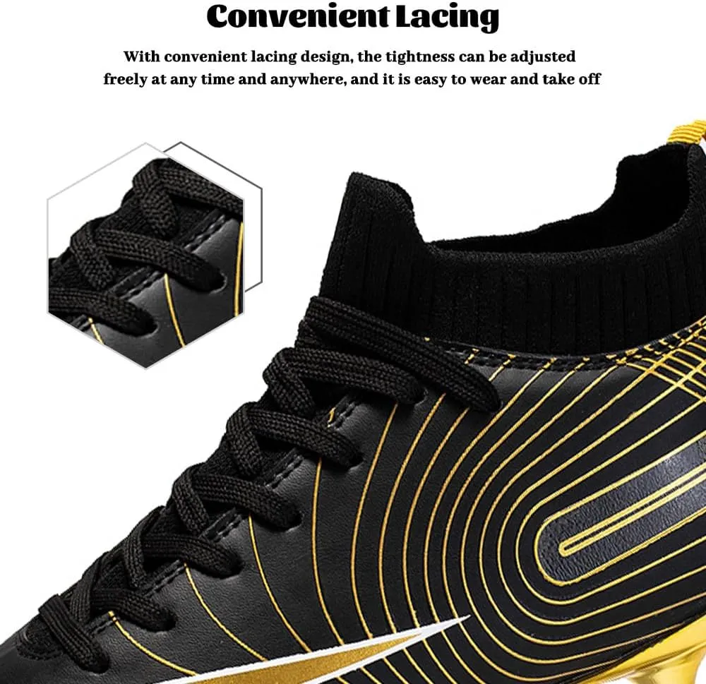 Maylrvjv Men's High-Top Soccer Shoes Big Kids Football Boots Breathable Lightweight Outdoor Indoor Professional Training Sneakers