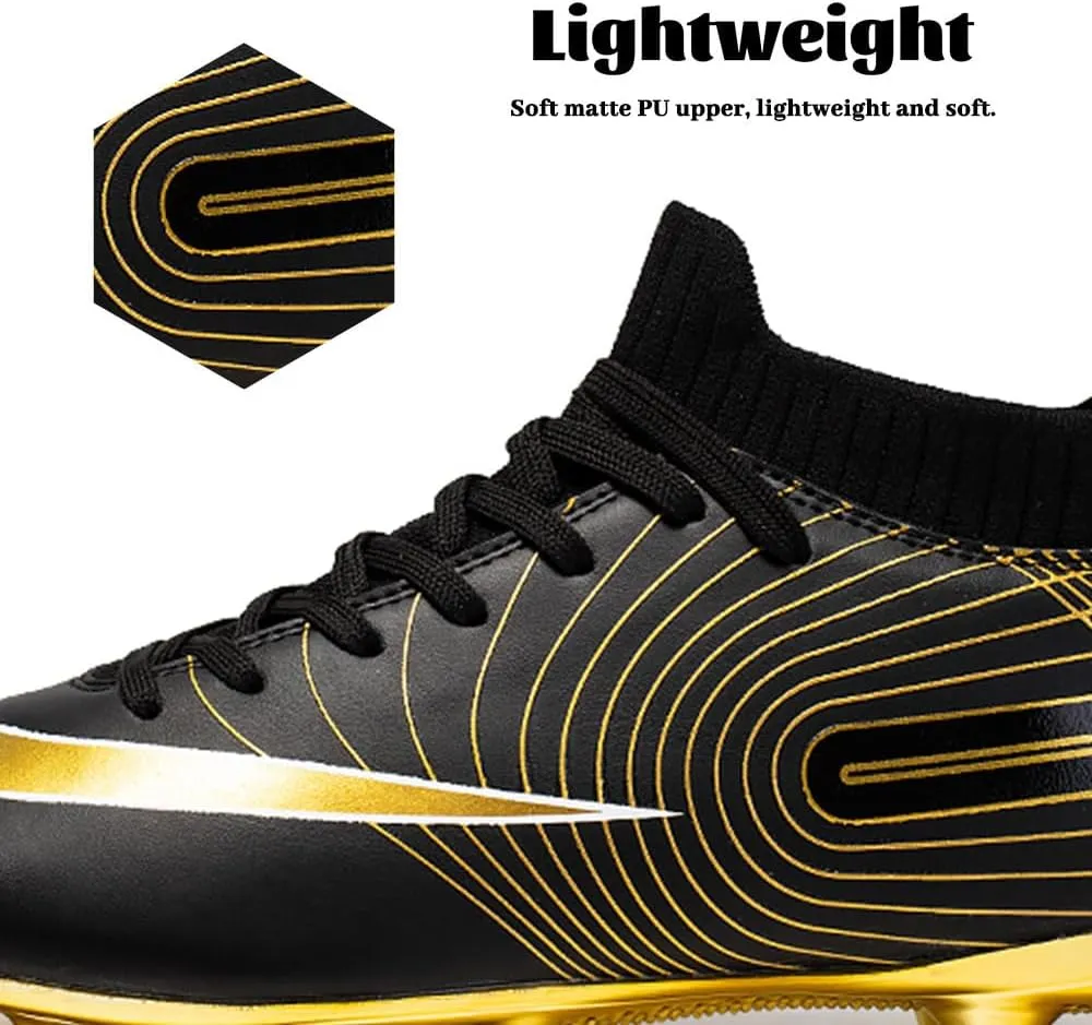 Maylrvjv Men's High-Top Soccer Shoes Big Kids Football Boots Breathable Lightweight Outdoor Indoor Professional Training Sneakers