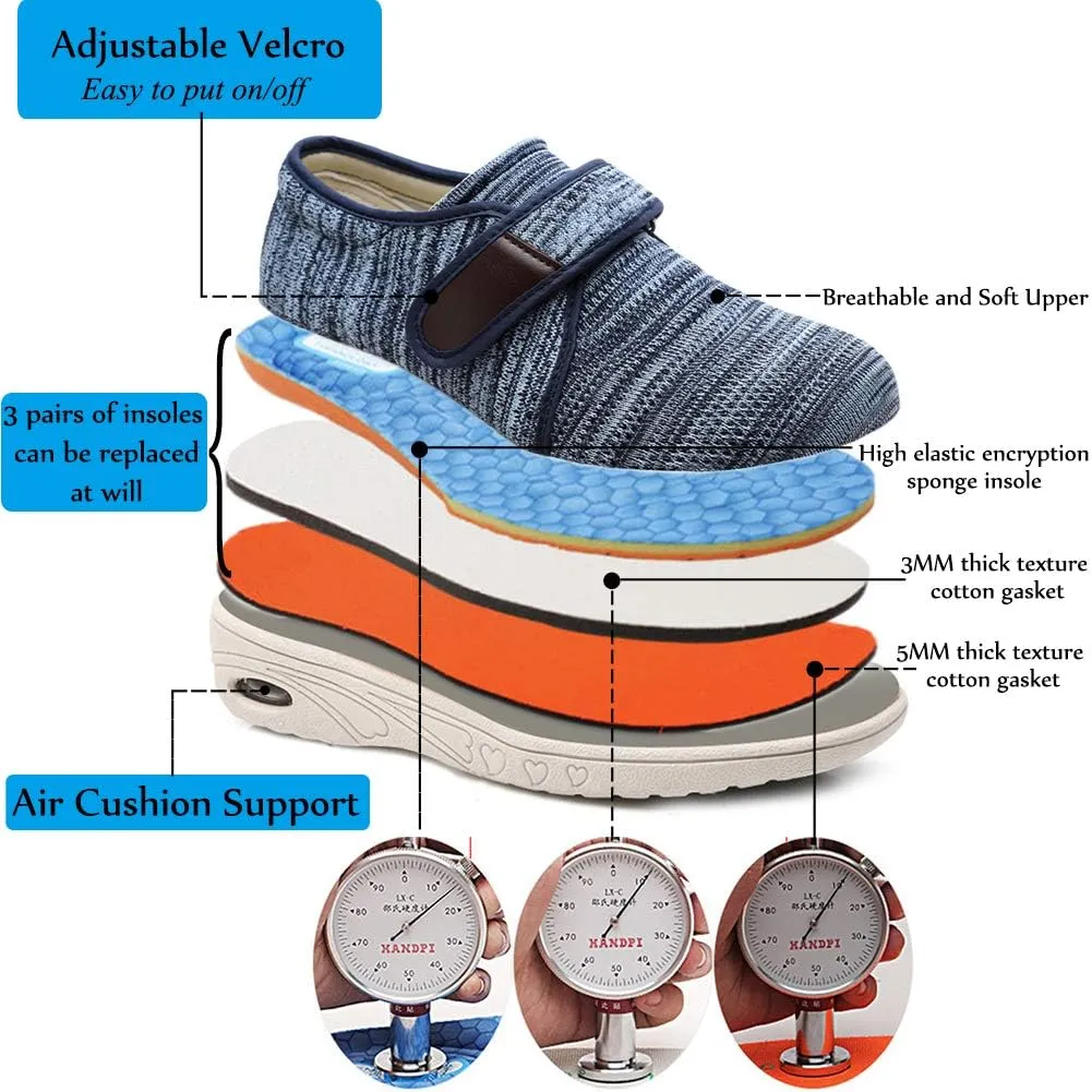 Mei MACLEOD Women's Extra Wide Shoes with Adjustable Strap Wide Width Sneakers Arthritis Edema Walking Shoes for Elderly Diabetic