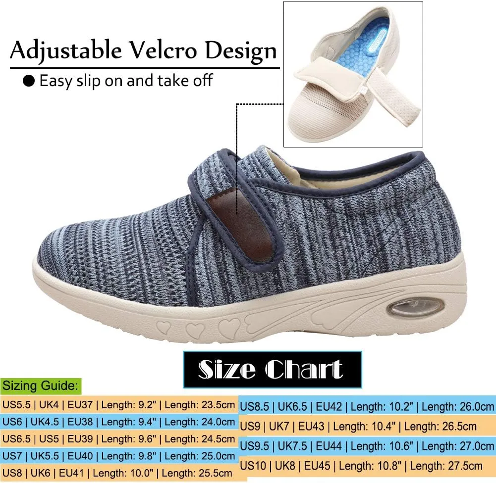 Mei MACLEOD Women's Extra Wide Shoes with Adjustable Strap Wide Width Sneakers Arthritis Edema Walking Shoes for Elderly Diabetic