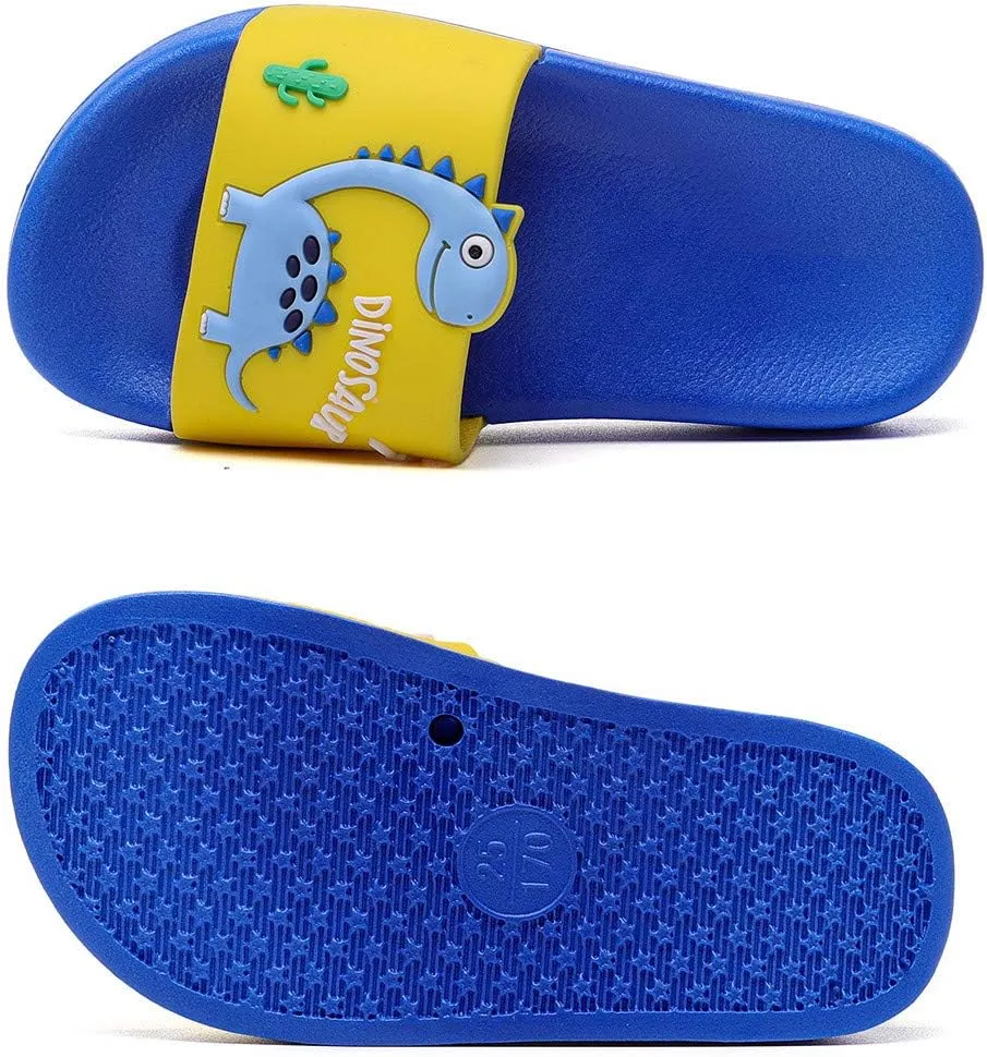 MEMON Toddler Little Kids Dinosaur Beach/Pool/Shower Slides/Anti-Skid Home Bath Slippers/Cute Summer Outdoor Shoes for Girls and Boys