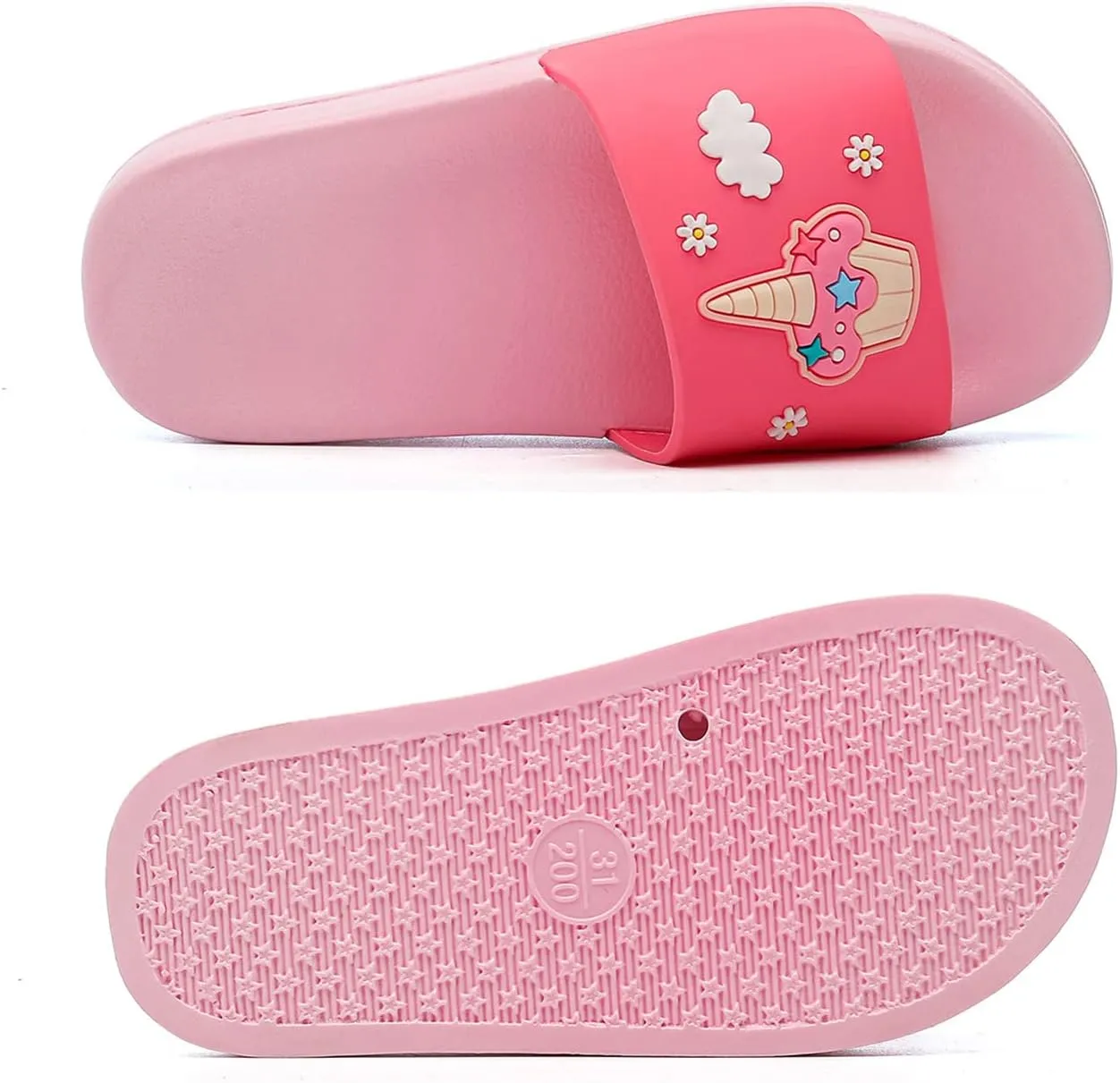 MEMON Toddler Little Kids Dinosaur Beach/Pool/Shower Slides/Anti-Skid Home Bath Slippers/Cute Summer Outdoor Shoes for Girls and Boys