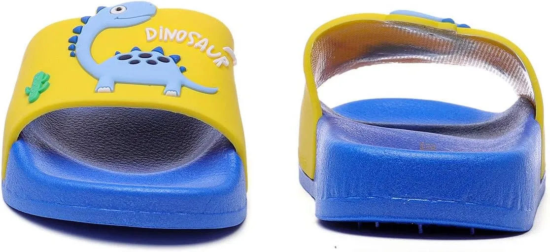 MEMON Toddler Little Kids Dinosaur Beach/Pool/Shower Slides/Anti-Skid Home Bath Slippers/Cute Summer Outdoor Shoes for Girls and Boys